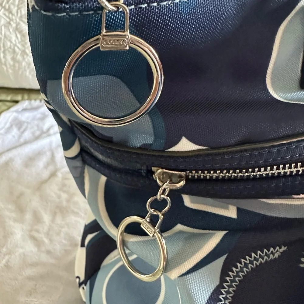 Vintage Coach Blue and White Tote Bag